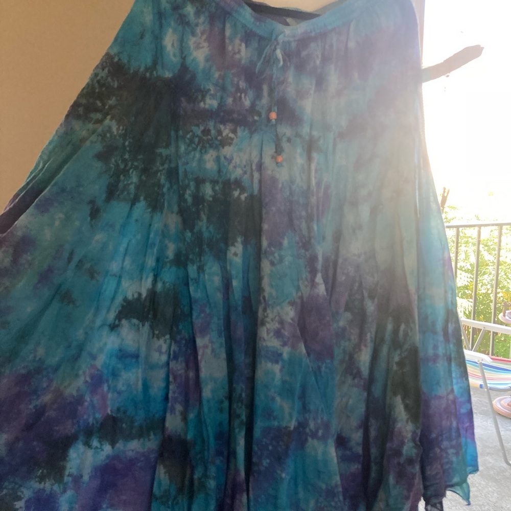 Blue Sky Oceanic Tie-Dye Maxi Skirt
